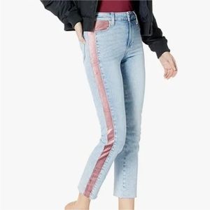 PAIGE CINDY Mauve Velour Stripe High Waisted Size 23